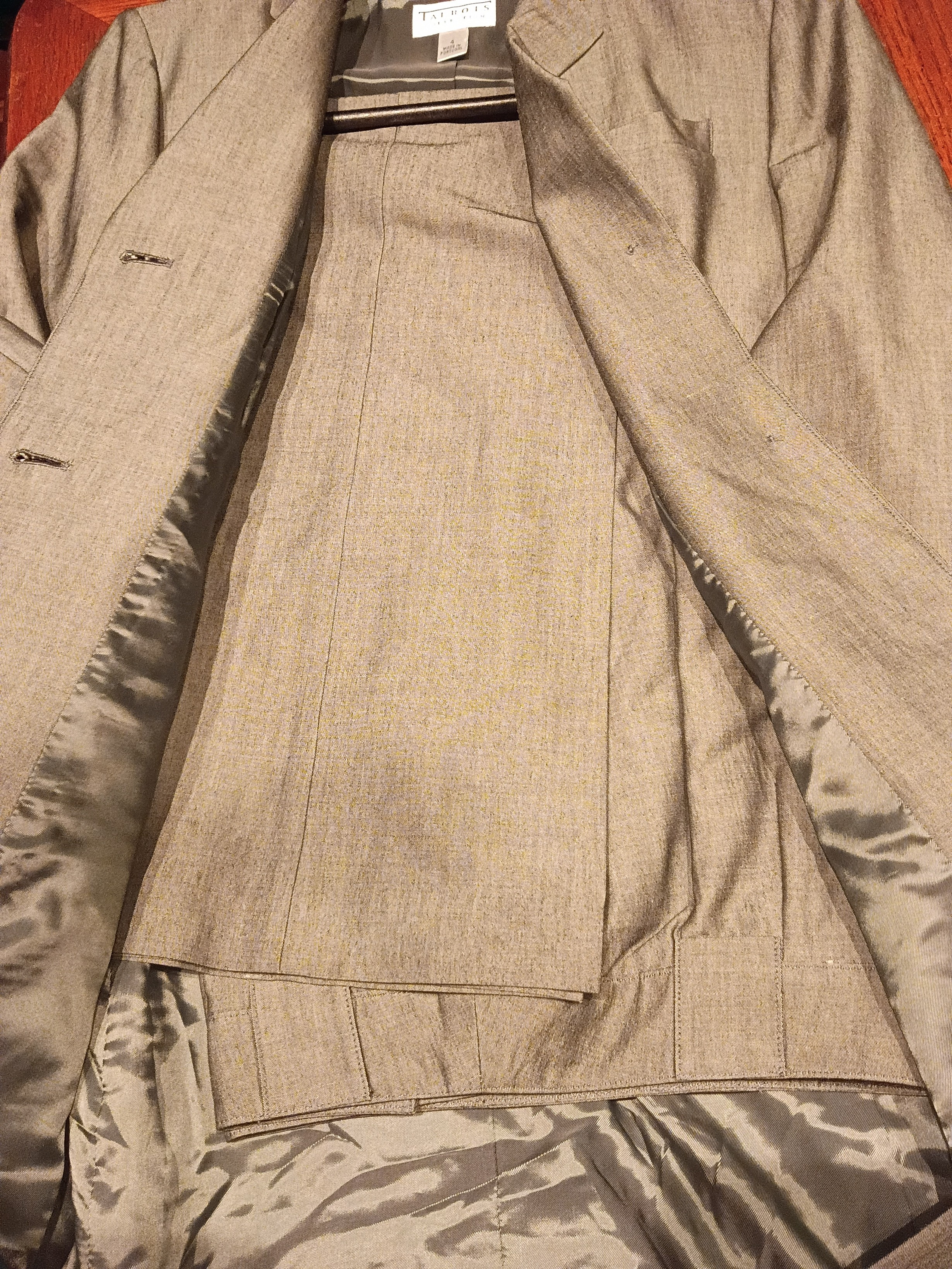 Vintage Talbots Women's Gray Long Trench Coat Pant Suit — image 2 of 7